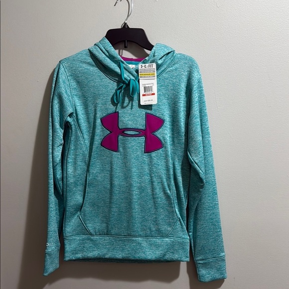 Under Armour cold gear storm Teal Hoodie with Purple Logo - Picture 1 of 8